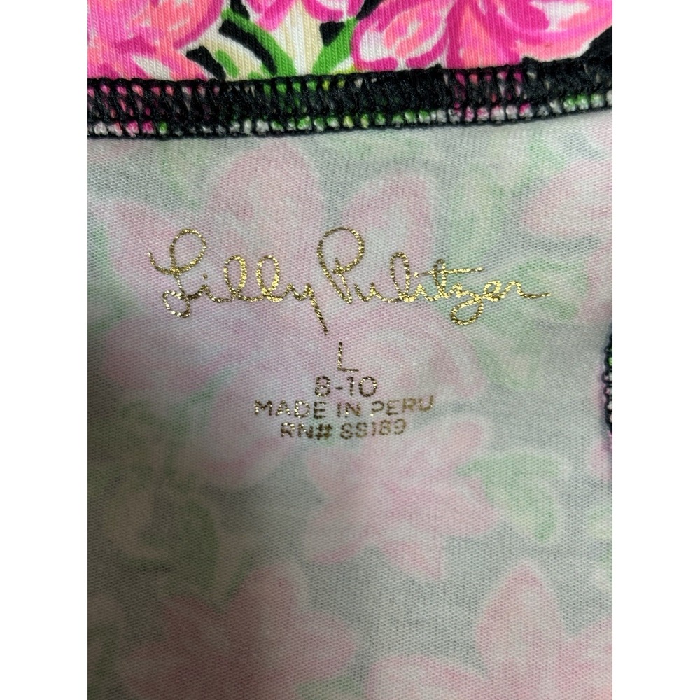 Lilly Pulitzer Leggings Girls Large 8-10 Pink Floral Life Of The Party - Picture 3 of 5